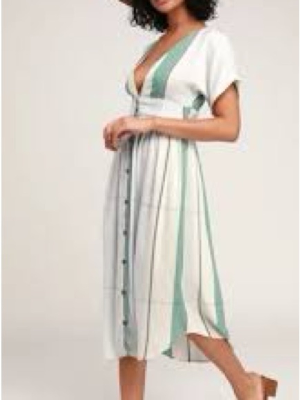 Dress - O’Neill - Light Blue Multi Stripe Button-Up Midi - SZ XL - Cotton Blend